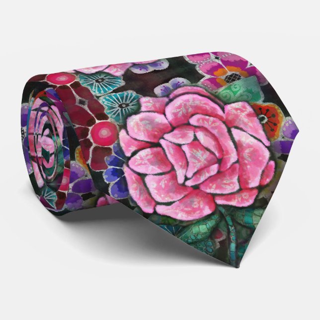 Nyckfull Blommig Rosa Ros Art Nouveau Botanisk Slips (Rullad)