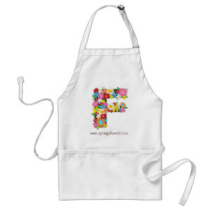 Nyckfull Blommig Vårblommor Monogram Förkläde