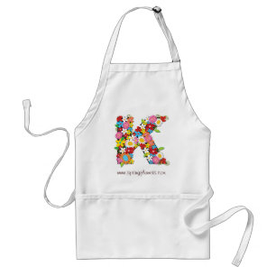 Nyckfull Blommig Vårblommor Monogram Förkläde