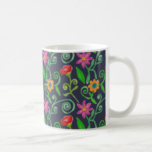 Nyckfull Blomsterblå Vattenfärg Kaffemugg