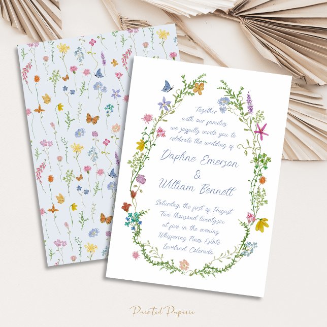 Nyckfull blomsterdoodlebröllop inbjudningar (Whimsical Floral Doodle Wedding Invitation
)