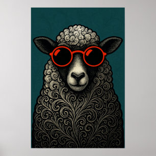 Nyckfull Cool Lockig Får Poster