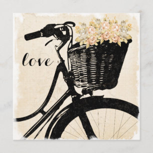 Nyckfull cykel med blommor som gifta sig inbjudningar