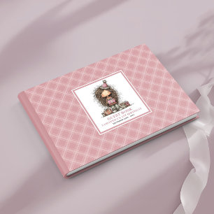 Nyckfull dammig rosa småbarn 6-års födelsedag skyl gästböcker