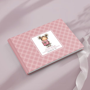 Nyckfull dammig rosa småbarn 6-års födelsedags sky gästböcker
