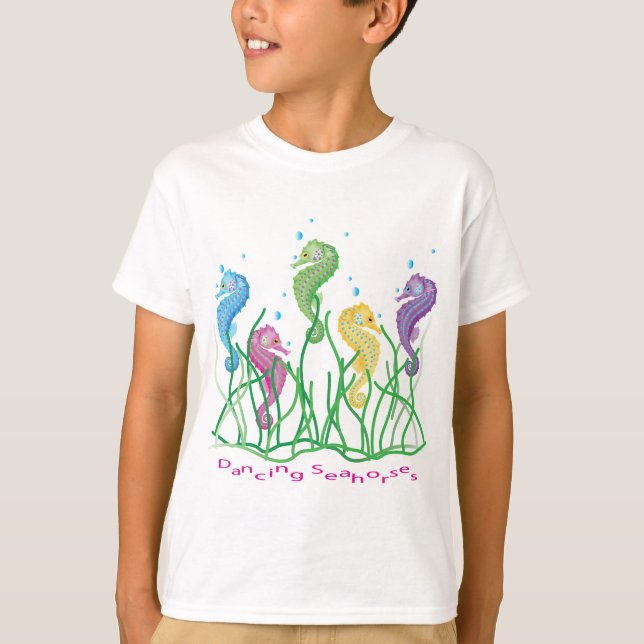 Nyckfull dansSeahorsesdesign Tee Shirt (Framsida)