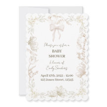 Nyckfull delfts blomster baby shower inbjudan