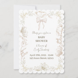 Nyckfull delfts blomster baby shower inbjudan