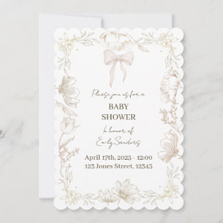 Nyckfull delfts blomster baby shower inbjudan