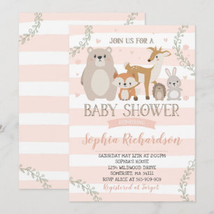 Nyckfull dusch för skogsmarkbaby showerinbjudan inbjudningar
