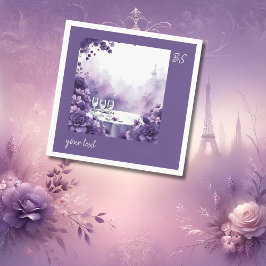 Nyckfull Eiffeltornsbröllop med lila blommor Pappersservett