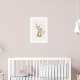 Nyckfull elefant på en boll poster