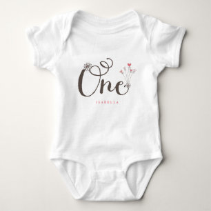 Nyckfull Ett Rosa Ettårsfirande för Babyflicka T Shirt
