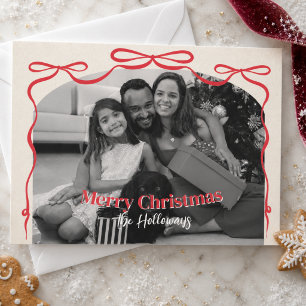 Nyckfull familjefoto med julstämning julkort