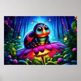 Nyckfull fantasy insekts neon drömlik natur poster