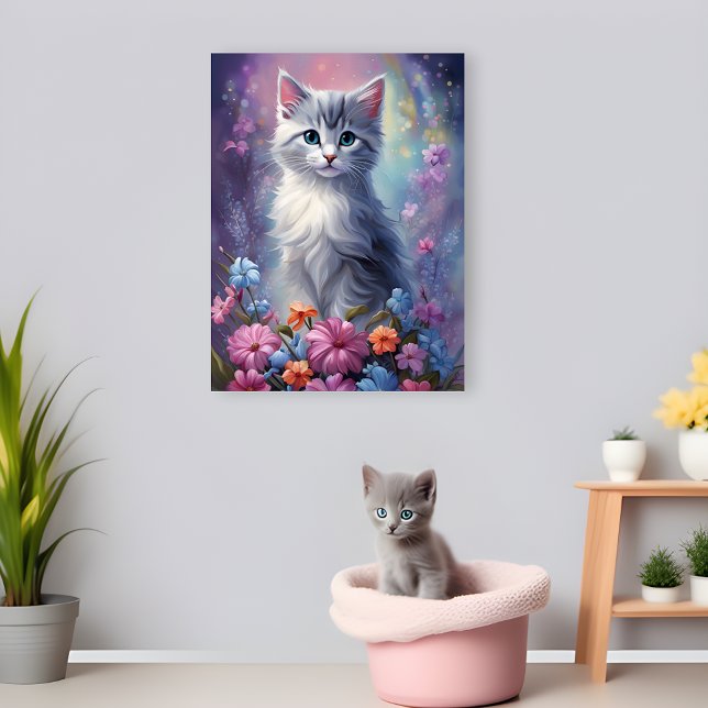Nyckfull Fantasy Trädgård Kittelunge Kammare Affis Poster (Purr-fectly Enchanting! 🌈🐾)