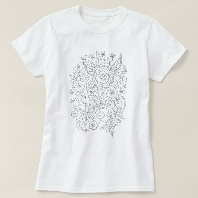 Nyckfull färgläggning för blom- packe tee (Design framsida)
