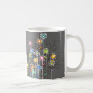 Nyckfull färgrik blommigt för Groovy Kaffemugg