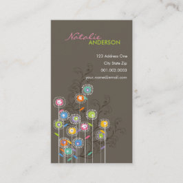 Nyckfull färgrik blommigt för Groovy Visitkort