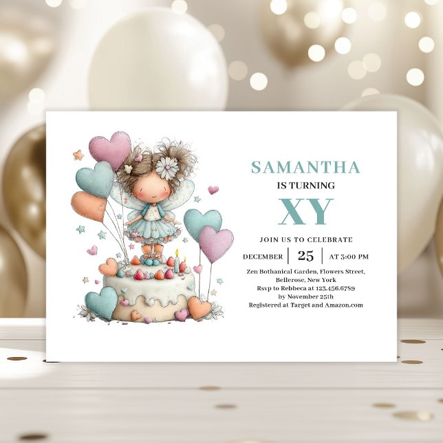Nyckfull Fe-tjej 2-års Födelsedag Magisk Pastell Inbjudningar (Whimsical Fairy Girl 2nd Birthday Magical Pastel invitation)