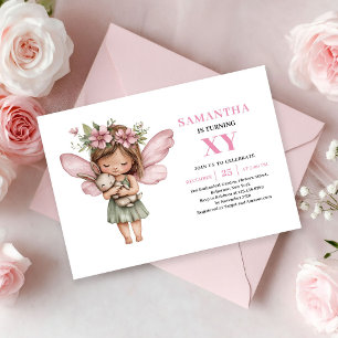 Nyckfull Fe-tjej Födelsedags Blush Rosa inbjudan