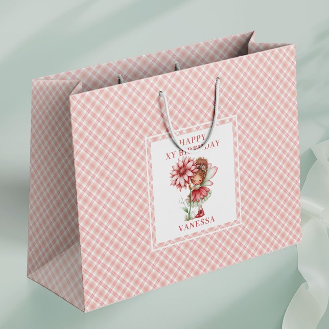 Nyckfull Fe-tjej Rodnad Blommig Födelsedagspresent (Whimsical Fairy Girl Blush Floral Birthday Gift Bags

)