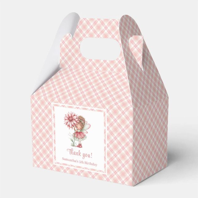 Nyckfull Fe-tjej Rodnad Blommig Födelsedagspresent Presentaskar (Whimsical Fairy Girl Blush Floral Birthday Favor Box

)