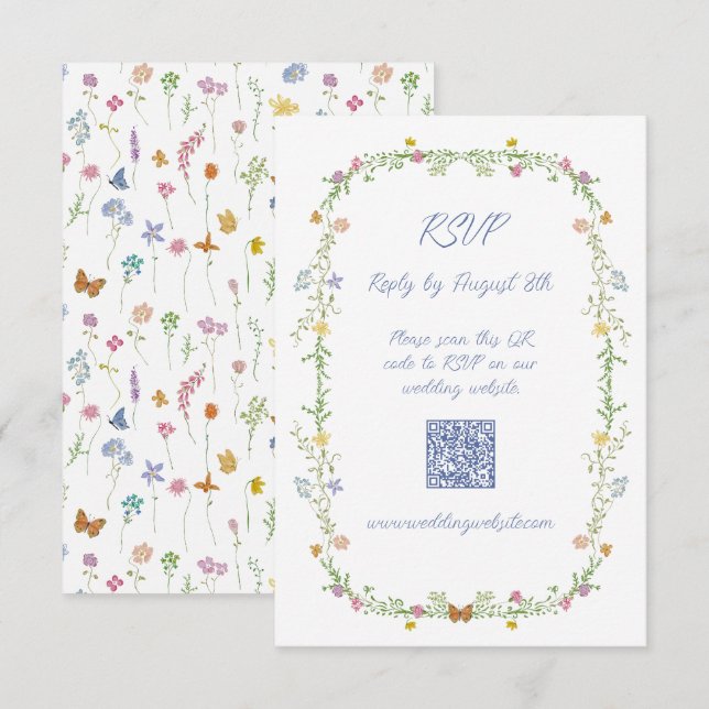 Nyckfull Fjäril av Vildblomma OSA Kort (Fram/baksida)