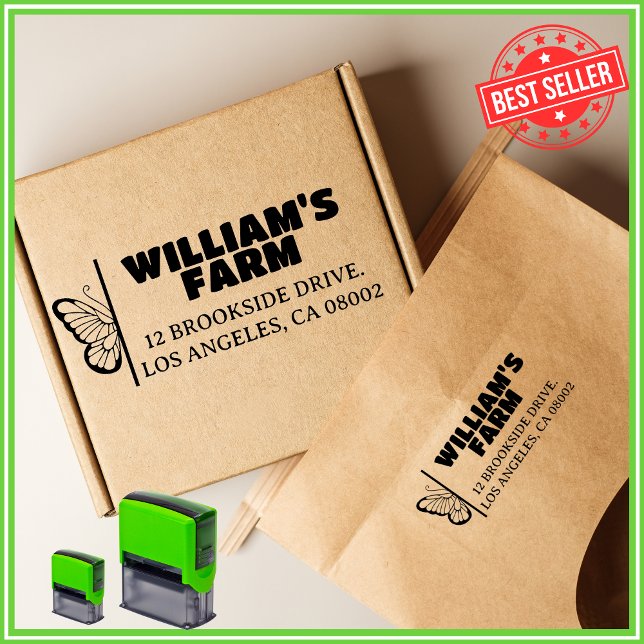 Nyckfull fjärilsgård Söt returadress stämpel (Skapare uppladdad)