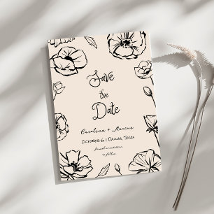 Nyckfull fransk vintage blomster- handritad bröllo spara datumet