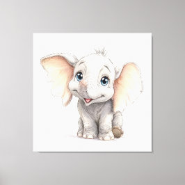Nyckfull Ghibli-Inspirerad Baby Elefant Canvastryck