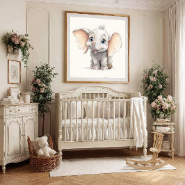 Nyckfull Ghibli-Inspirerad Baby Elefant Poster
