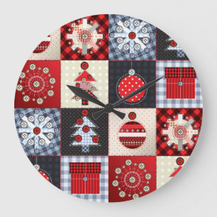 Nyckfull GinghamjulPatchwork Qui Stor Klocka