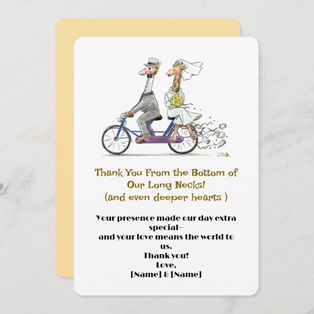 Nyckfull Giraffbröllop Tack Kort (Fram/baksida)
