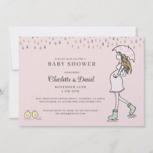 Nyckfull Gravid Mamma Rosa Bebis Shower Inbjudningar