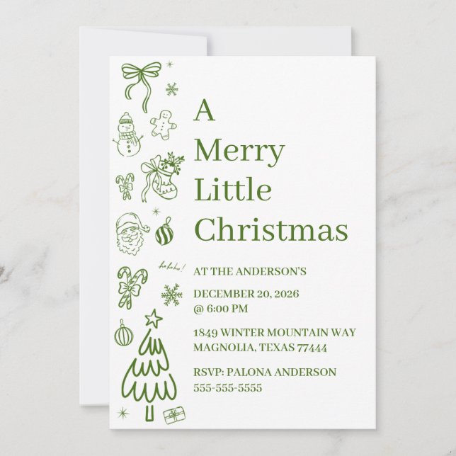 Nyckfull Handritad Klotter Grön (Framsida)