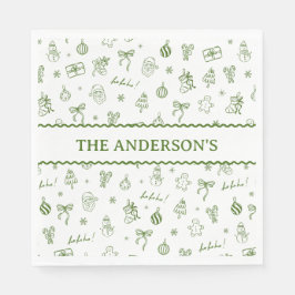 Nyckfull Handritad Klotter Grön Pappersservett