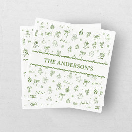 Nyckfull Handritad Klotter Grön Pappersservett
