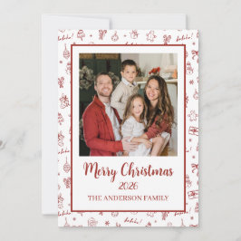 Nyckfull Handritad Klotter Red Julkort