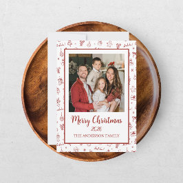 Nyckfull Handritad Klotter Röd Julkort