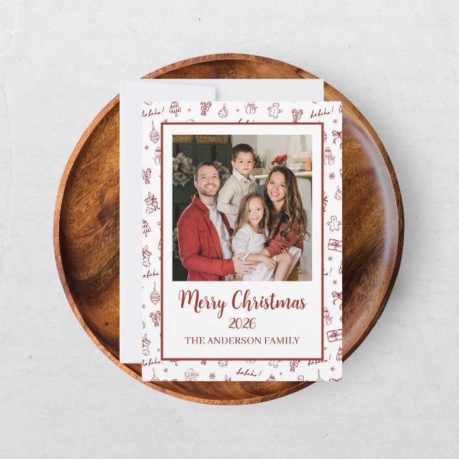 Nyckfull Handritad Klotter Röd Julkort (Skapare uppladdad)