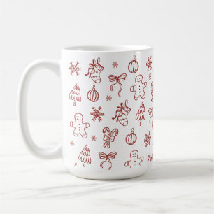 Nyckfull Handritad Klotter Röd Kaffemugg