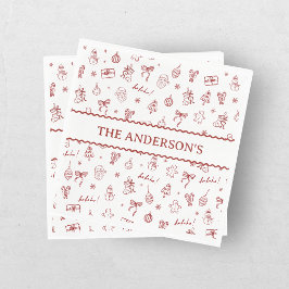 Nyckfull Handritad Klotter Röd Pappersservett