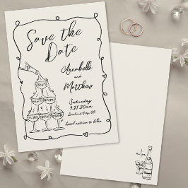 Nyckfull Handritad Vintage Bröllop Save The Date Spara Datumet