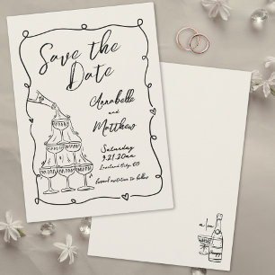 Nyckfull Handritad Vintage Bröllop Save The Date Spara Datumet