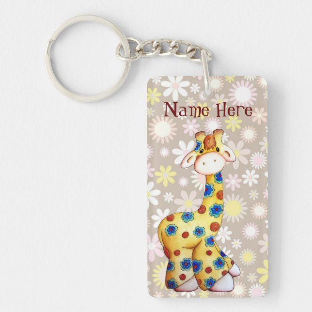 Nyckfull Hippiegiraff roliga Keychain (Framsidan)