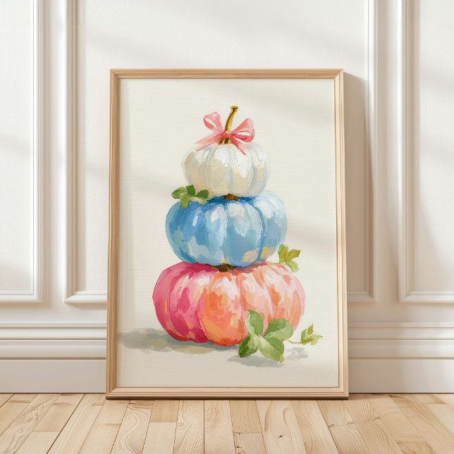 Nyckfull höstpastellfärgad pumpastapel poster (Skapare uppladdad)