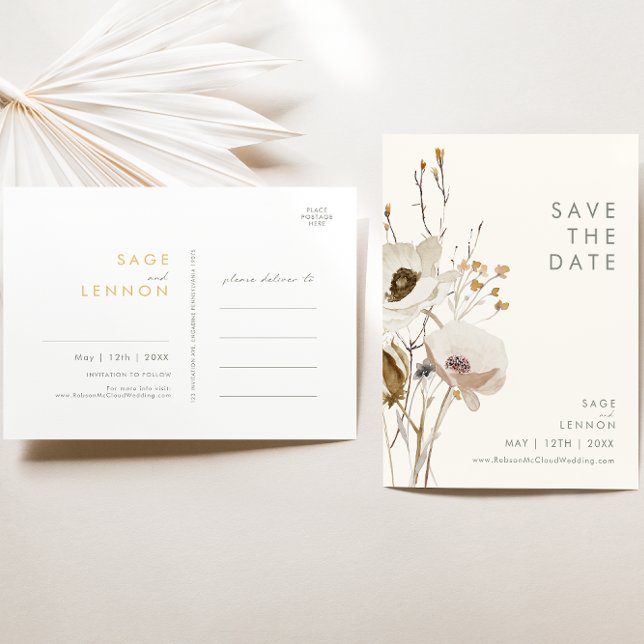 Nyckfull Ivory Vildblomma Förhandsinbjudan Postkor Inbjudan Vykort (Skapare uppladdad)