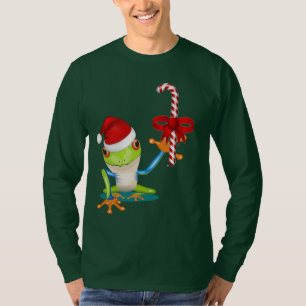 Nyckfull jul groda och candy caneT-tröja T-shirt