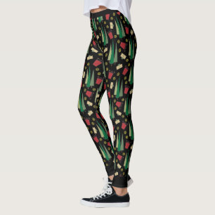 Nyckfull julgransmönster svart leggings